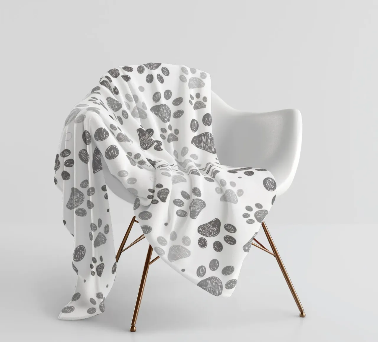 Impronte di zampe grigie con forme geometriche coperta in pile da gulsengunel