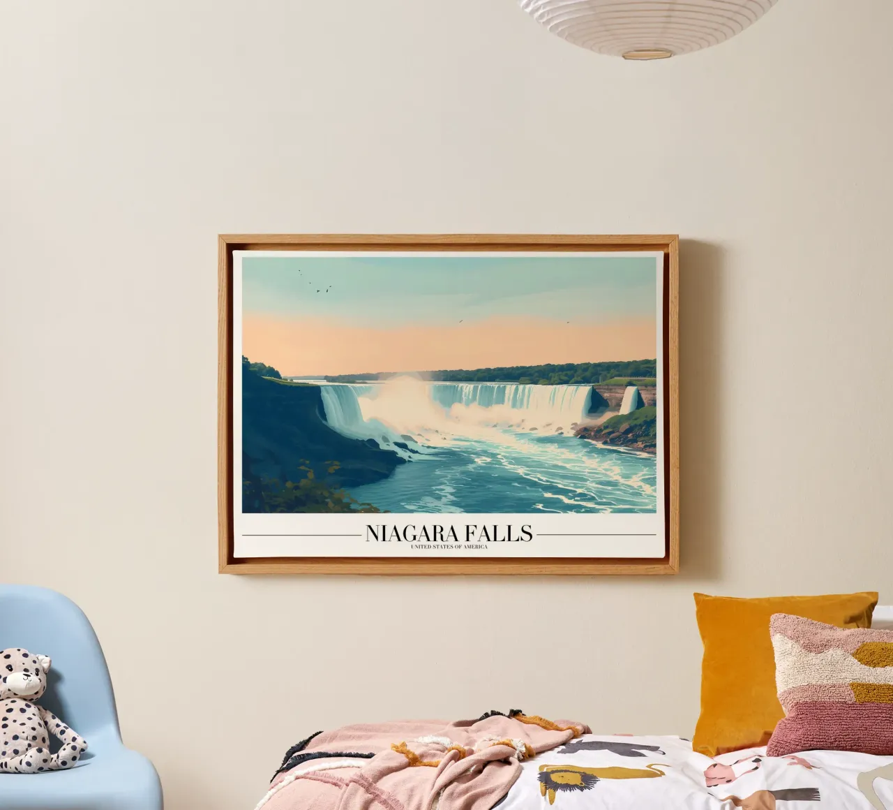 Vue majestueuse des chutes du Niagara - USA Landmark Art toile avec Caisse américaine de homdeco
