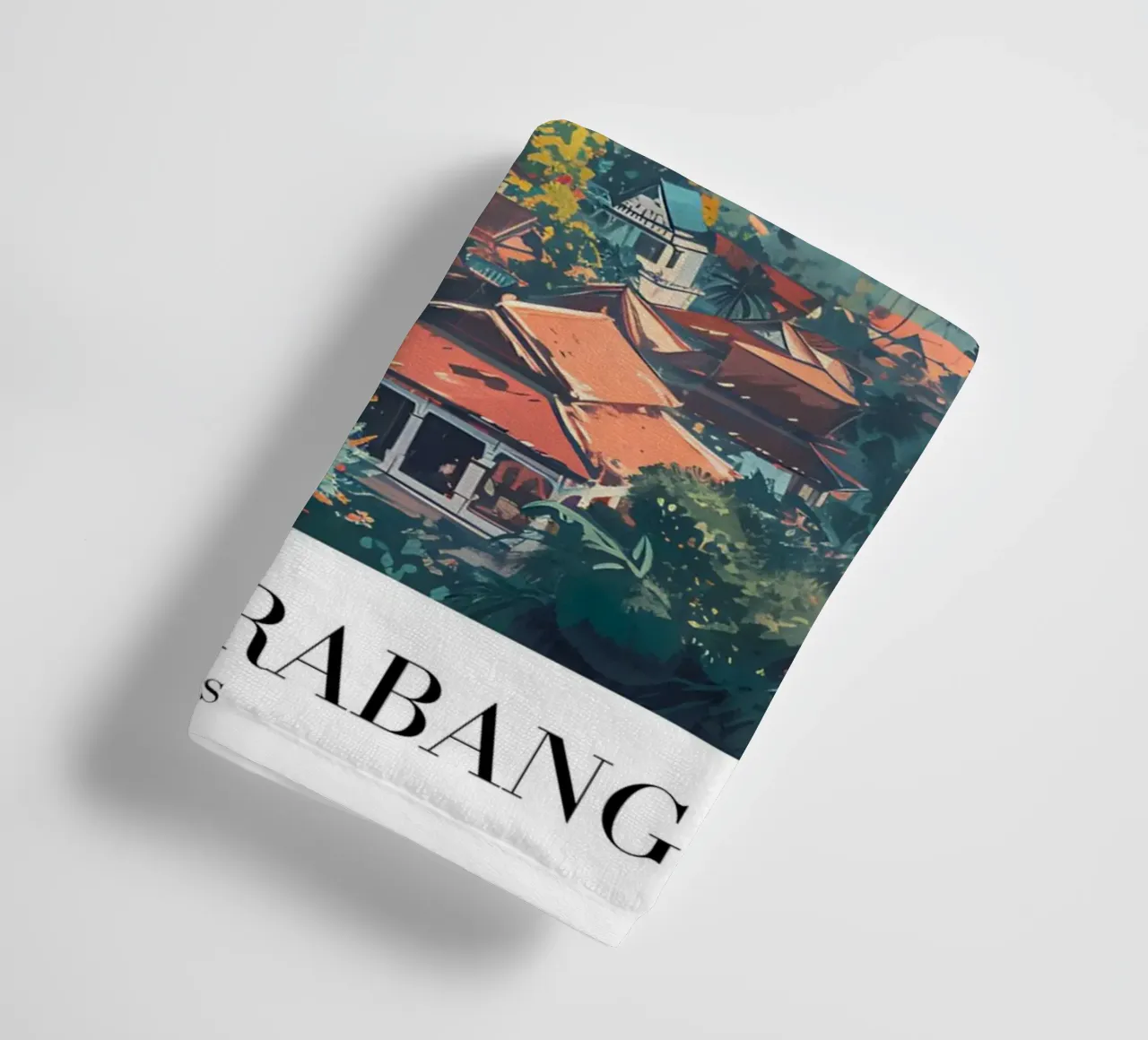 Luang Prabang Scenic View - Laos Temple & Palms towel by homdeco
