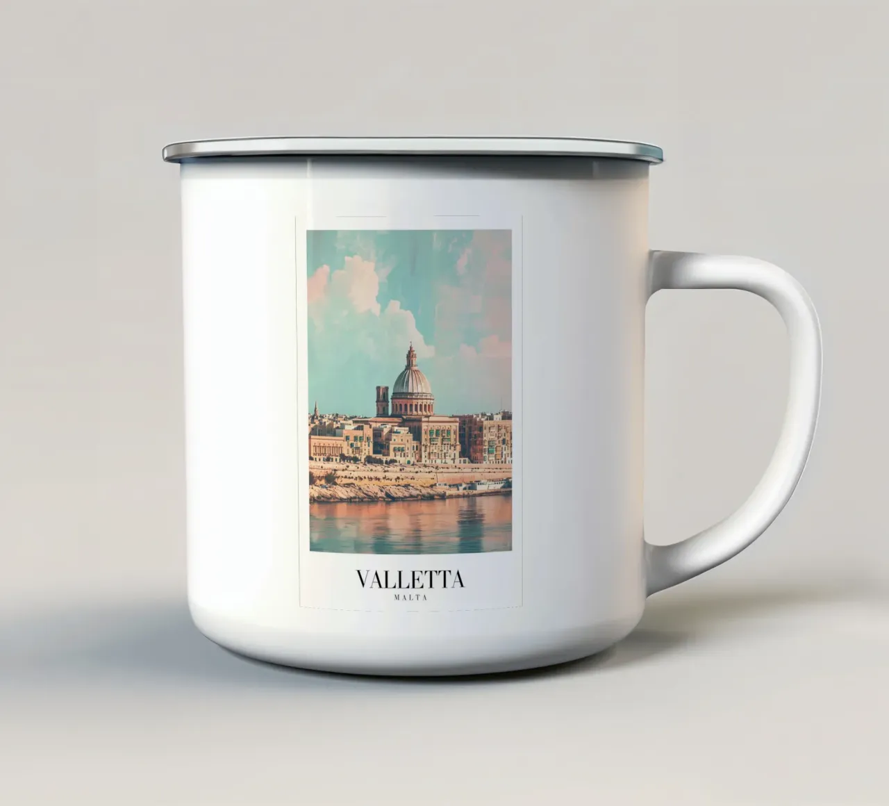 Valletta Dome & Harbor - Malta Cityscape Art tazza in smalto da homdeco
