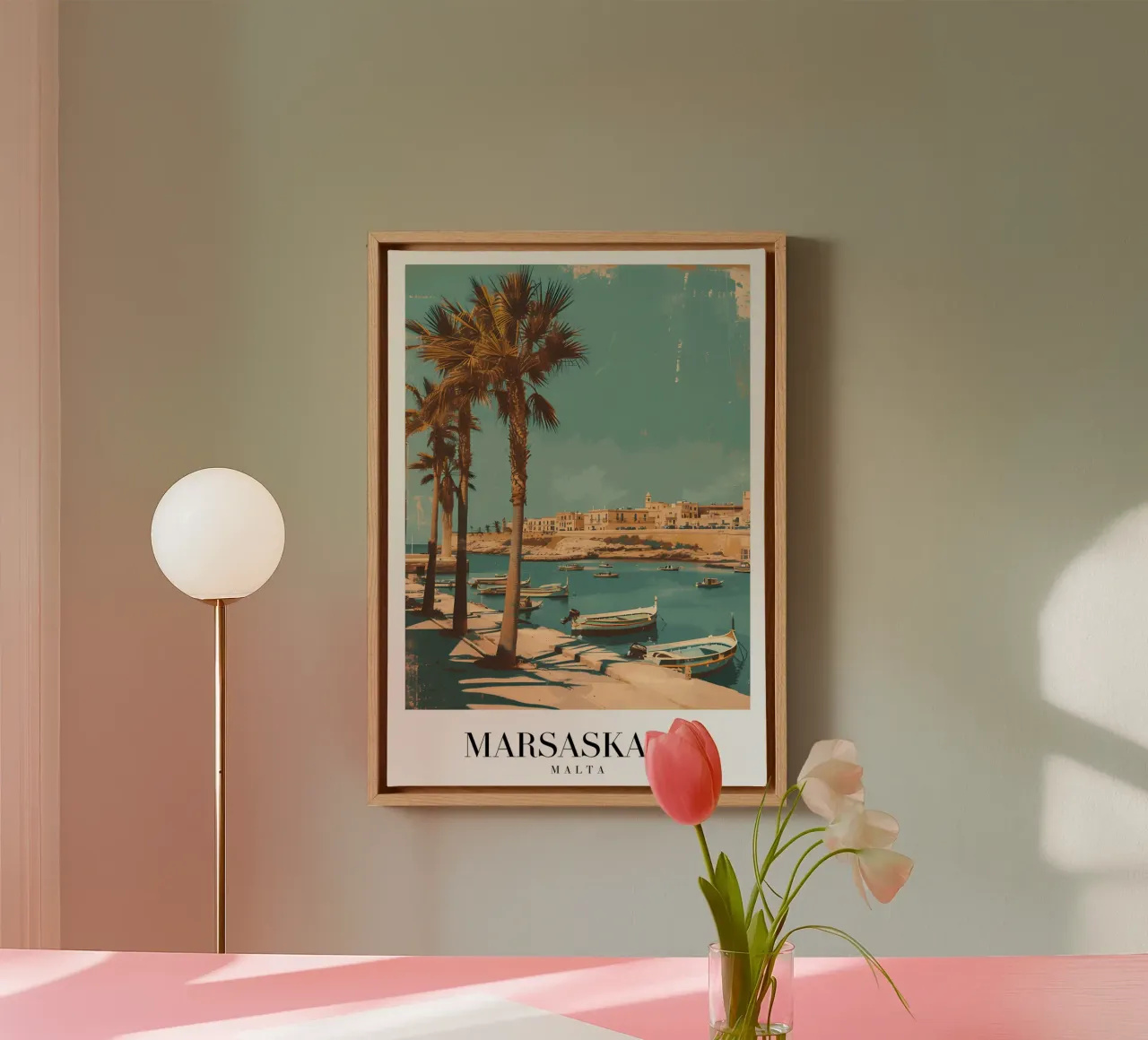 Marsaskala Bay View - Malta Coastal Travel Art canvas with Floater frame by homdeco