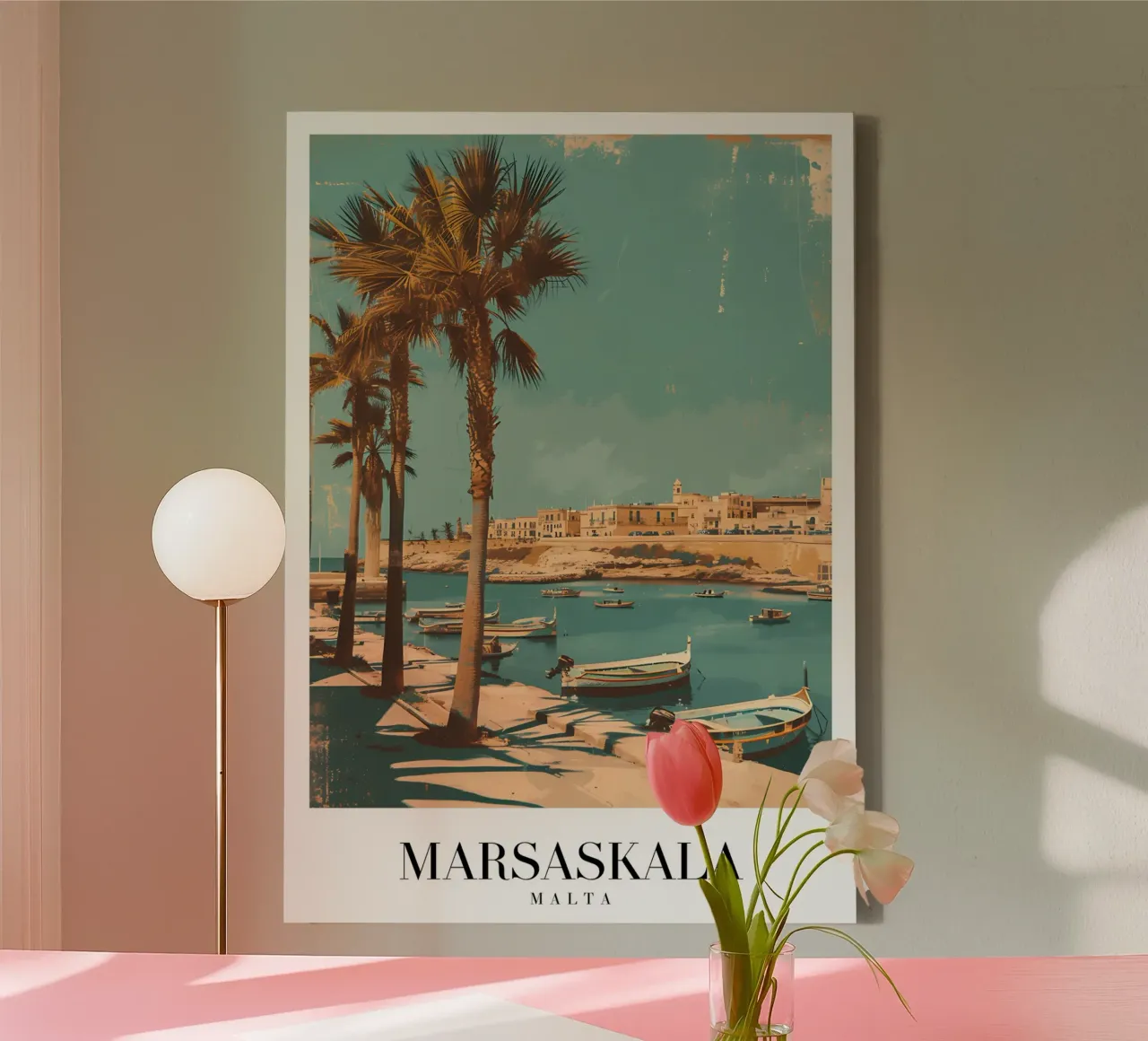 Marsaskala Bay View - Malta Coastal Travel Art canvas with Floater frame by homdeco