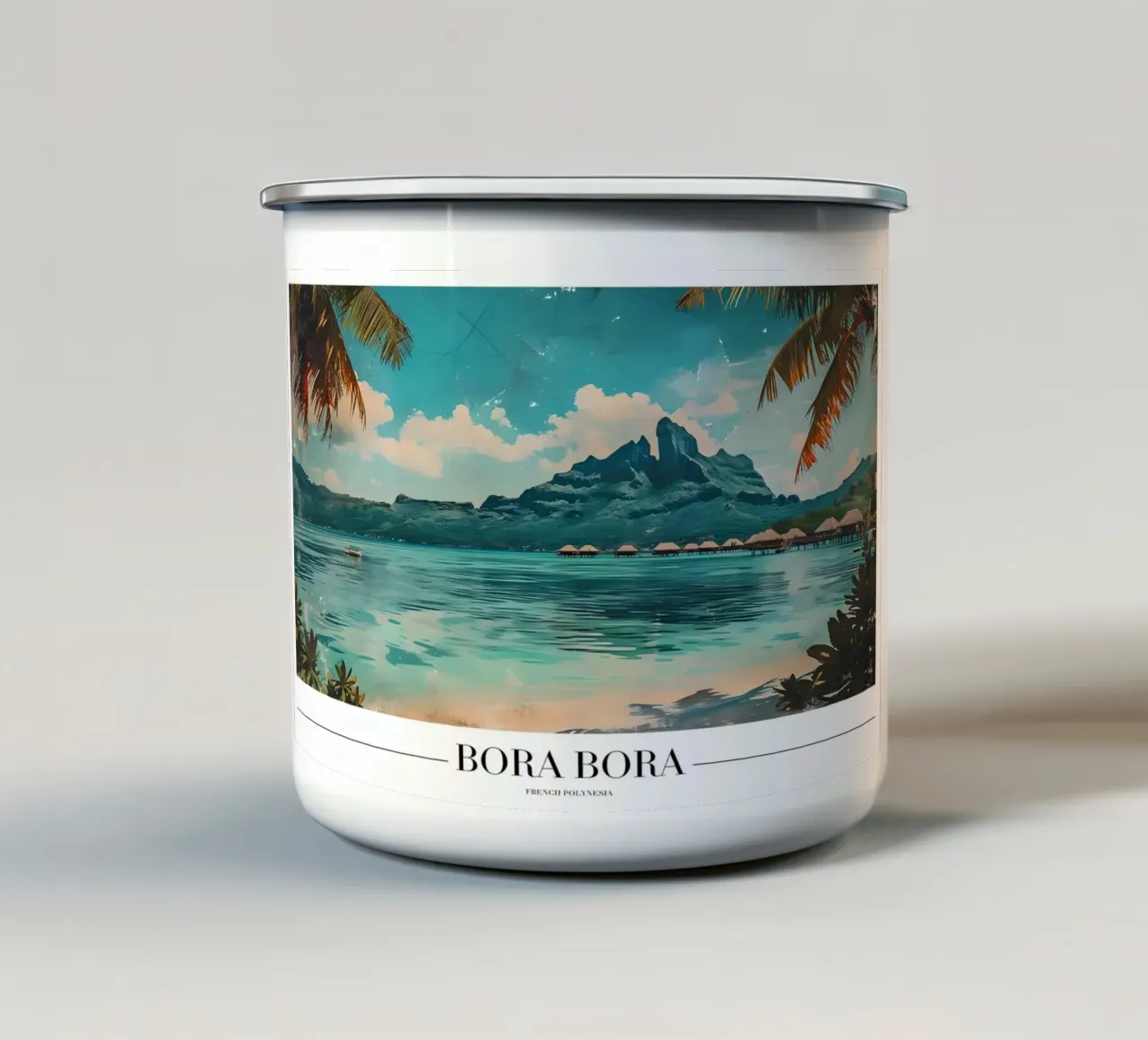Vista sulla laguna di Bora Bora - Il paradiso della Polinesia Francese tazza in smalto da homdeco