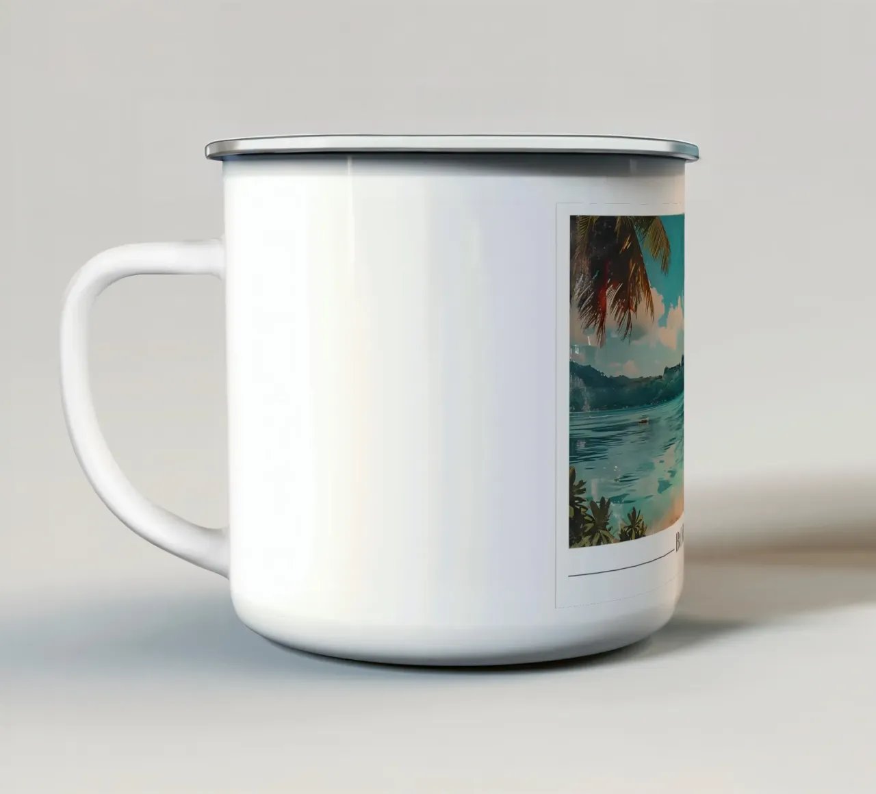 Vista sulla laguna di Bora Bora - Il paradiso della Polinesia Francese tazza in smalto da homdeco