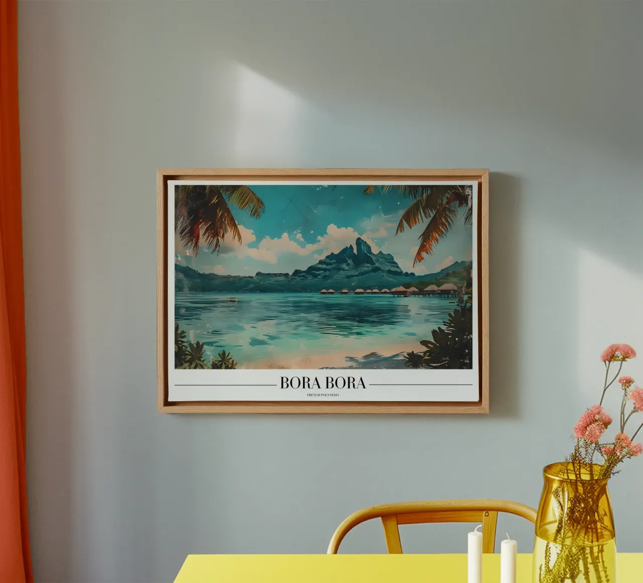 Bora Bora Lagunezicht - Frans Polynesië Paradijs canvas met Baklijst van homdeco