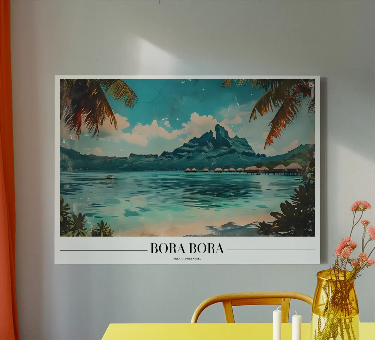Bora Bora Lagunezicht - Frans Polynesië Paradijs canvas met Baklijst van homdeco