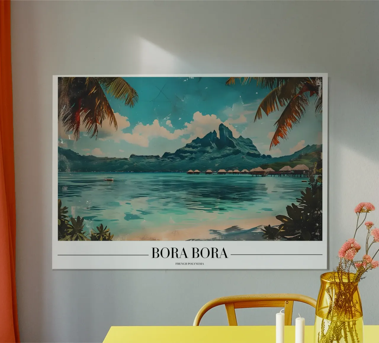 Vista sulla laguna di Bora Bora - Il paradiso della Polinesia Francese poster con telaio in legno da homdeco