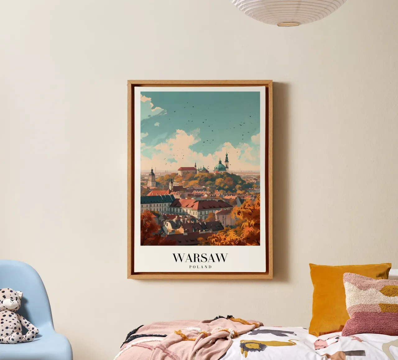 Warschau Oude Stad Uitzicht - Polen Stadsgezicht Kunst canvas met Baklijst van homdeco