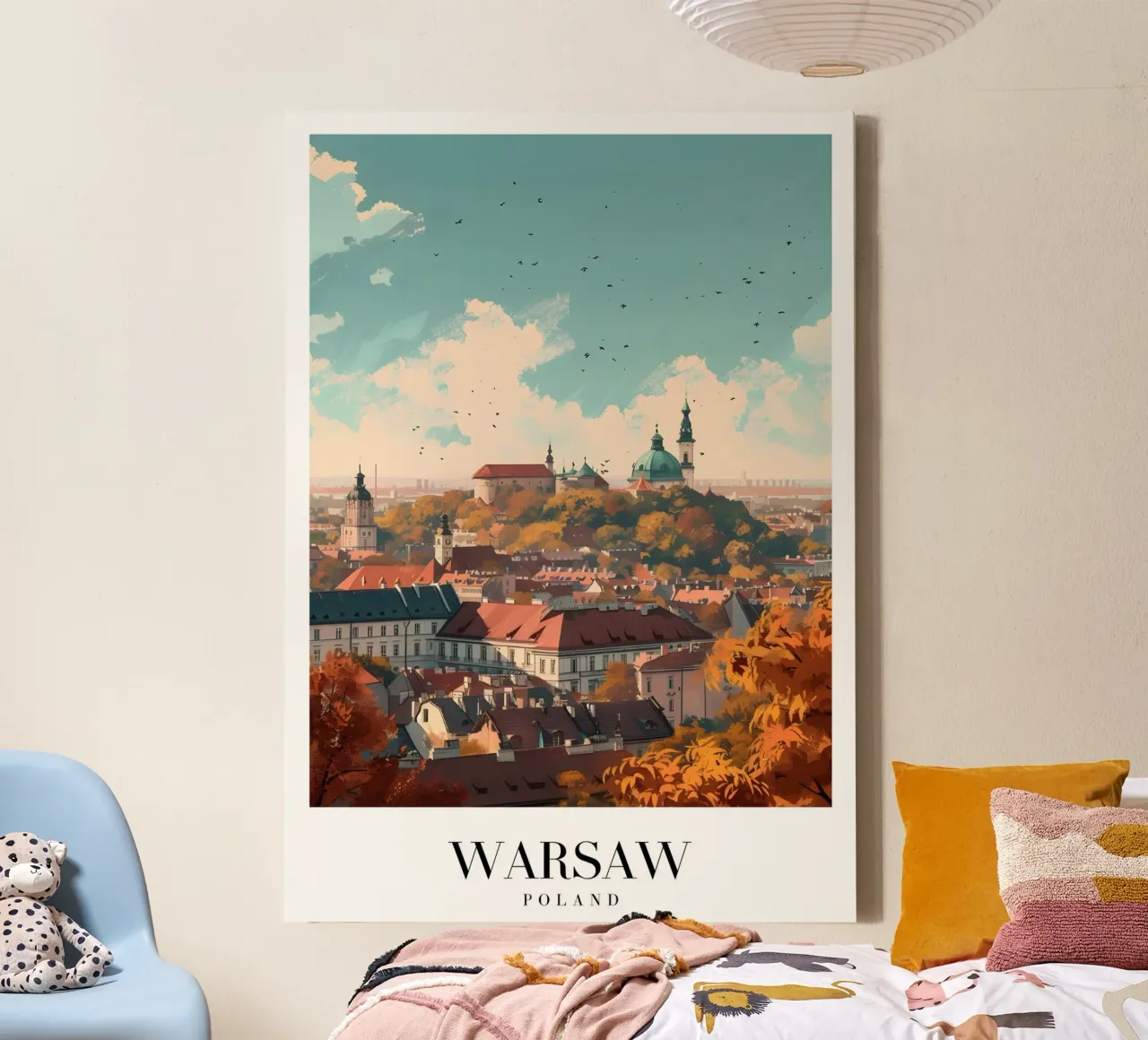 Warschau Oude Stad Uitzicht - Polen Stadsgezicht Kunst canvas met Baklijst van homdeco