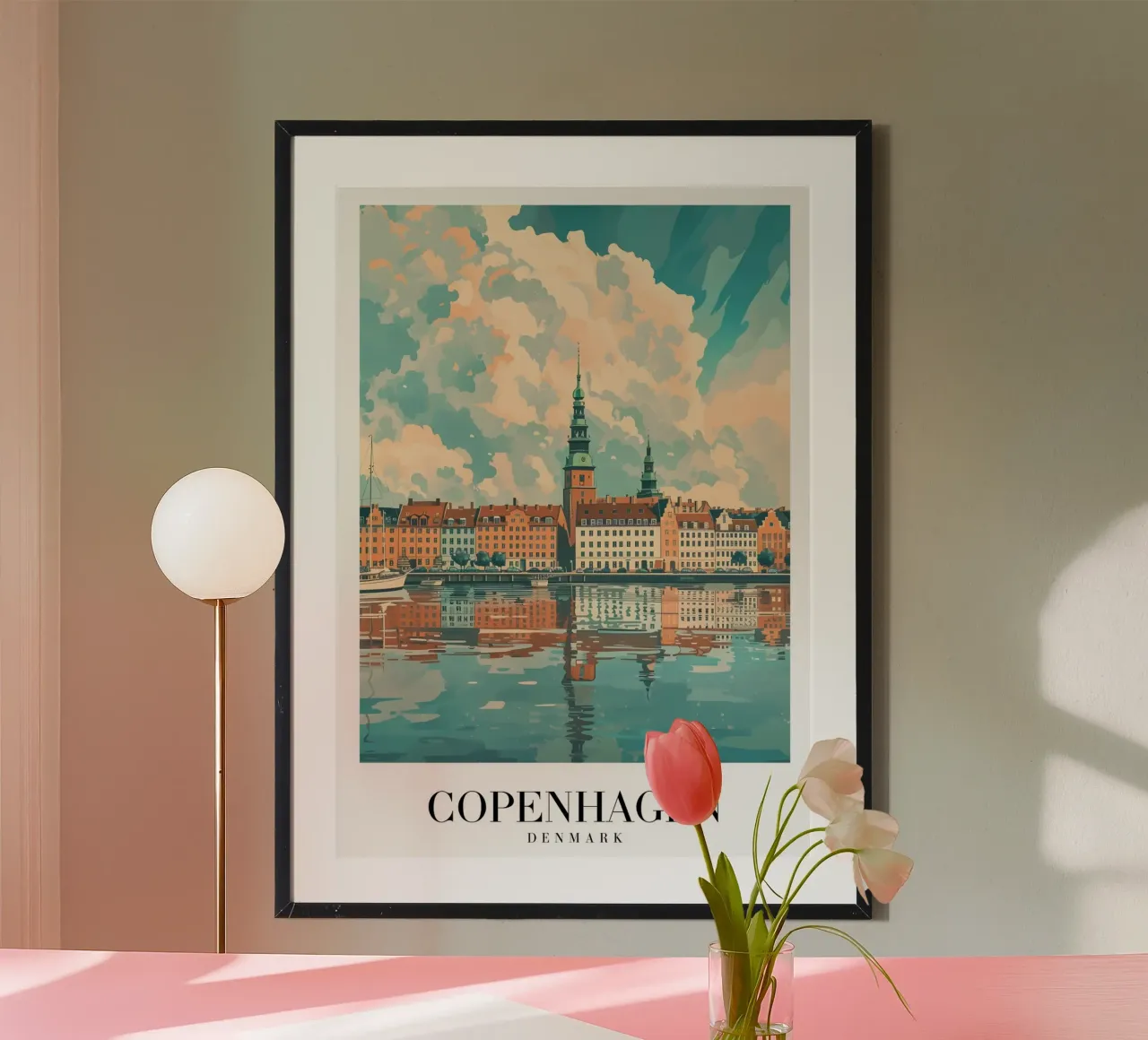 Copenaghen, lungomare di Nyhavn - Danimarca Arte da viaggio carta hahnemühle da homdeco
