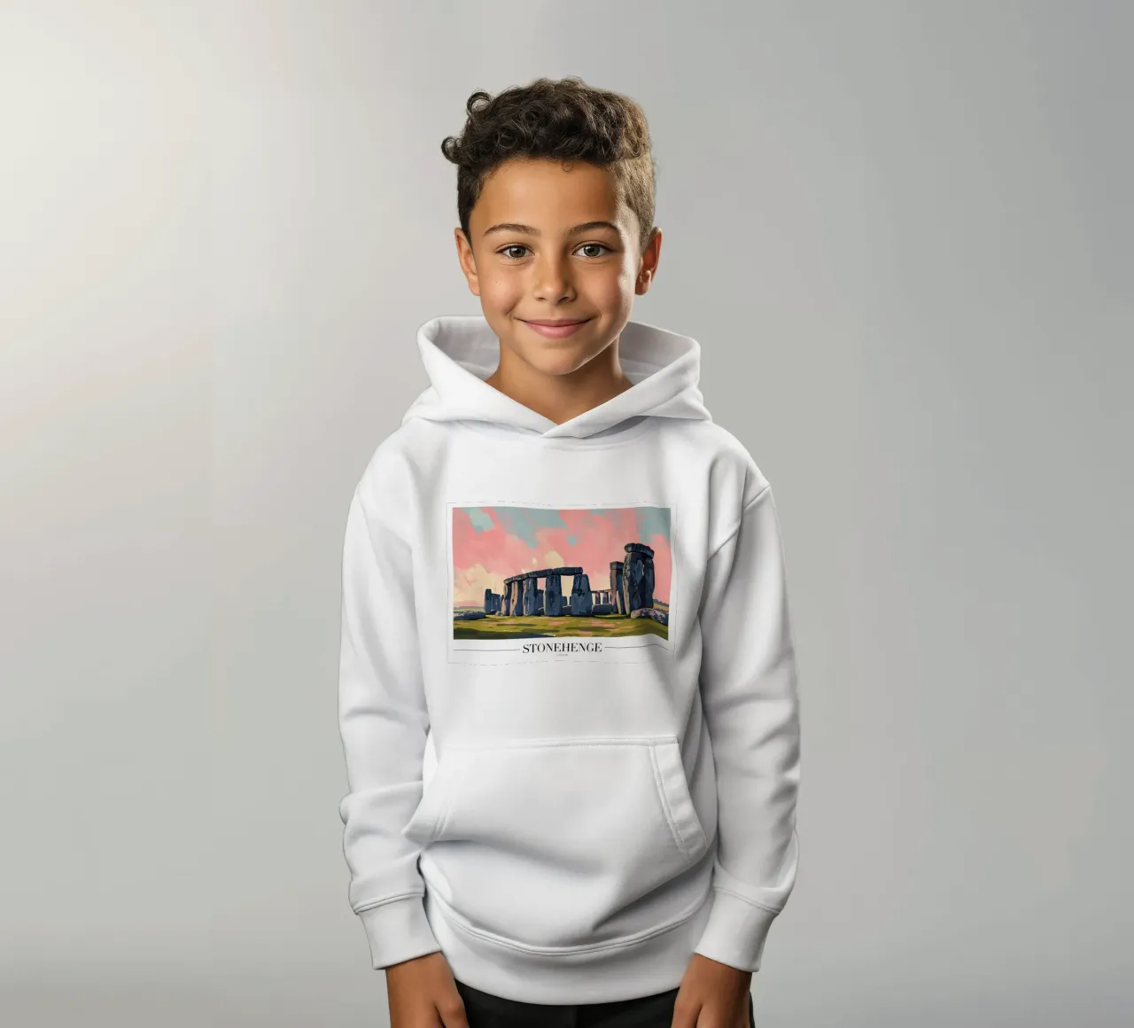 Stonehenge Antico mistero - Inghilterra Arte del paesaggio felpa bambino con cappuccio da homdeco