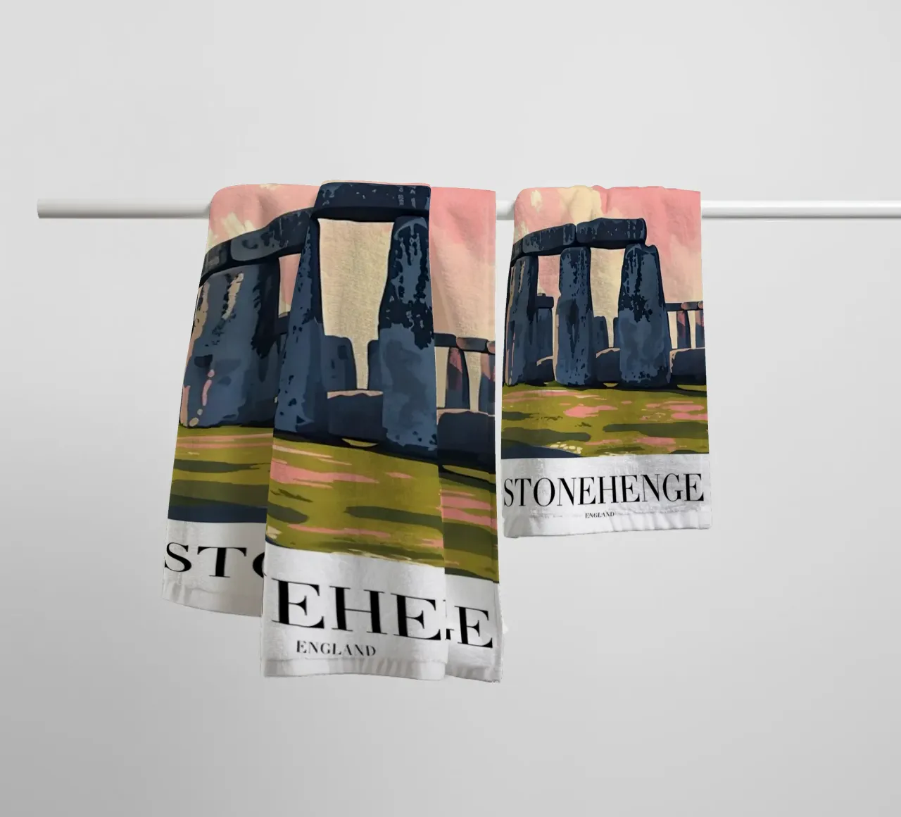 Stonehenge eeuwenoud mysterie - Landschapskunst Engeland badhanddoek van homdeco