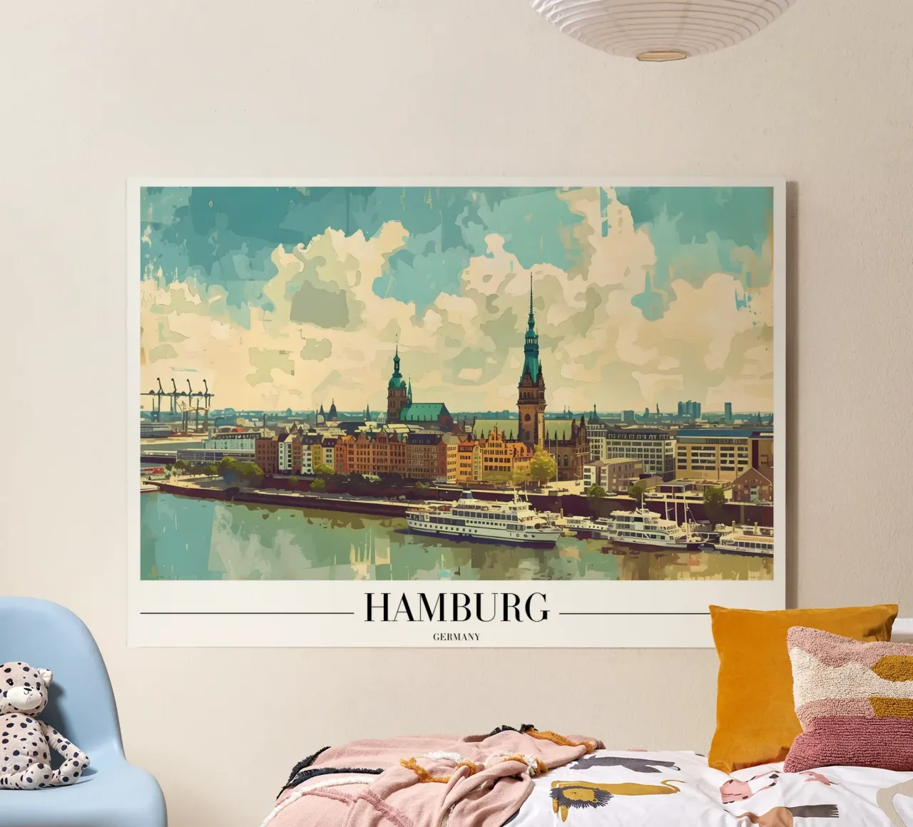 Hamburg Harbor & Cityscape - Germany Travel Art acrylic glass by homdeco