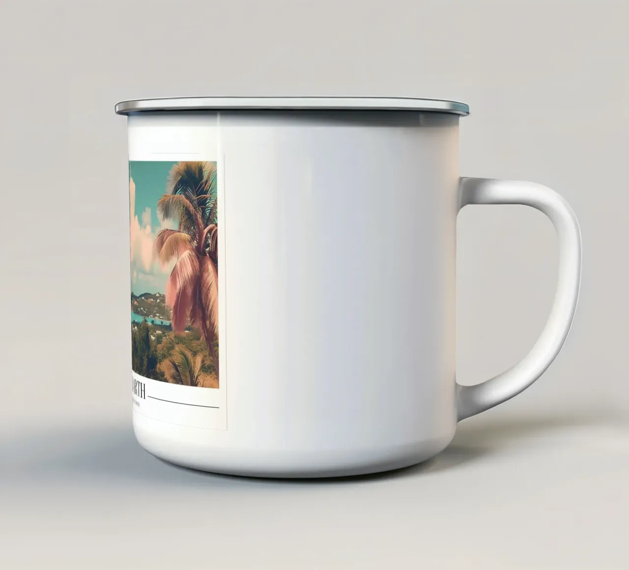 Vista sull'isola di St. Barth - Arte da viaggio sulle Antille francesi tazza in smalto da homdeco