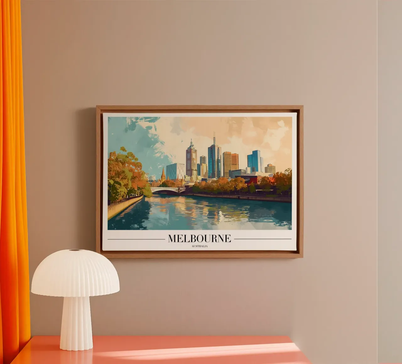 Melbourne Yarra River Skyline - Australië Stadsgezicht canvas met Baklijst van homdeco