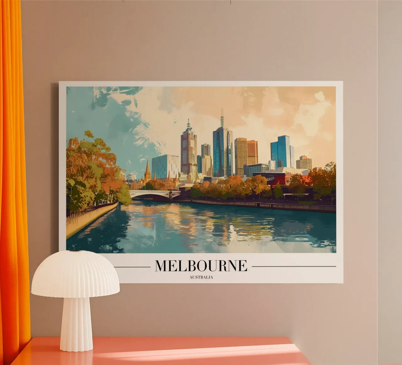 Melbourne Yarra River Skyline - Australië Stadsgezicht canvas met Baklijst van homdeco