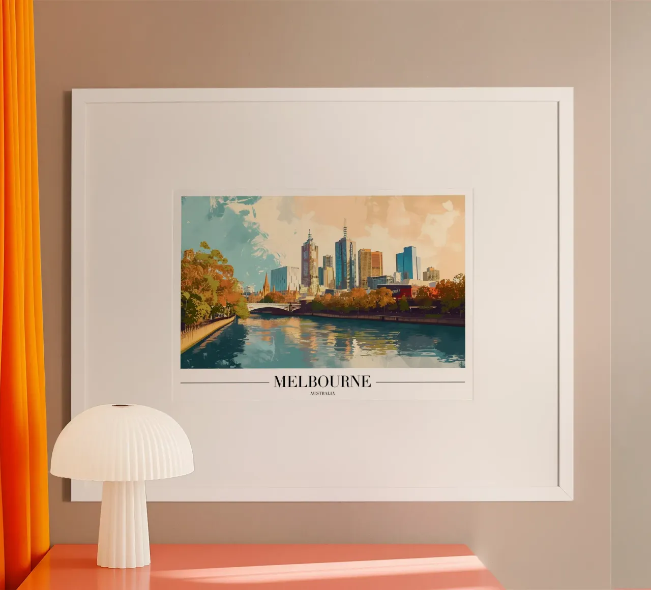 Melbourne Yarra River Skyline - Australia Cityscape poster con telaio in alluminio da homdeco