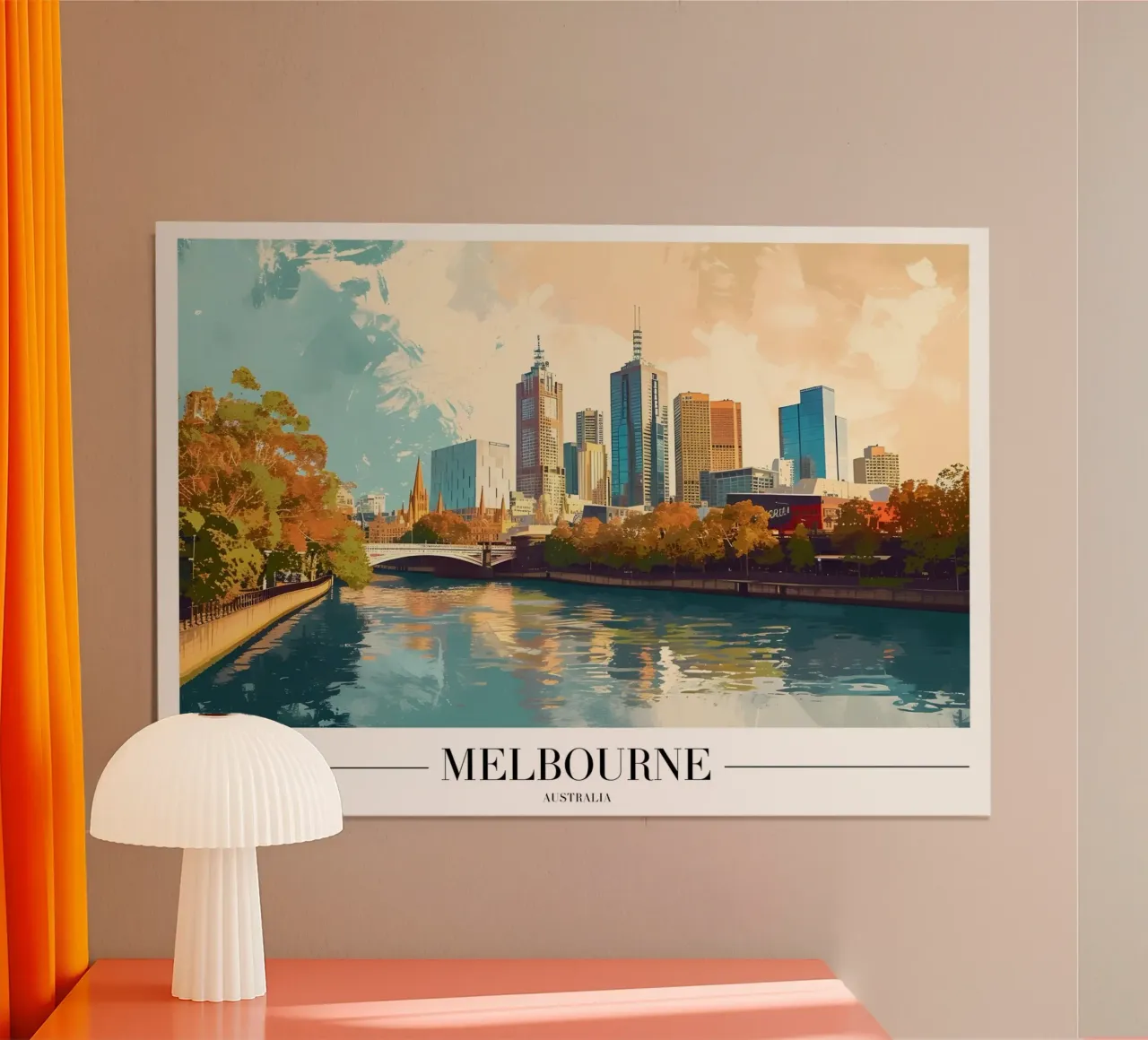 Melbourne Yarra River Skyline - Australia Cityscape poster con telaio in alluminio da homdeco