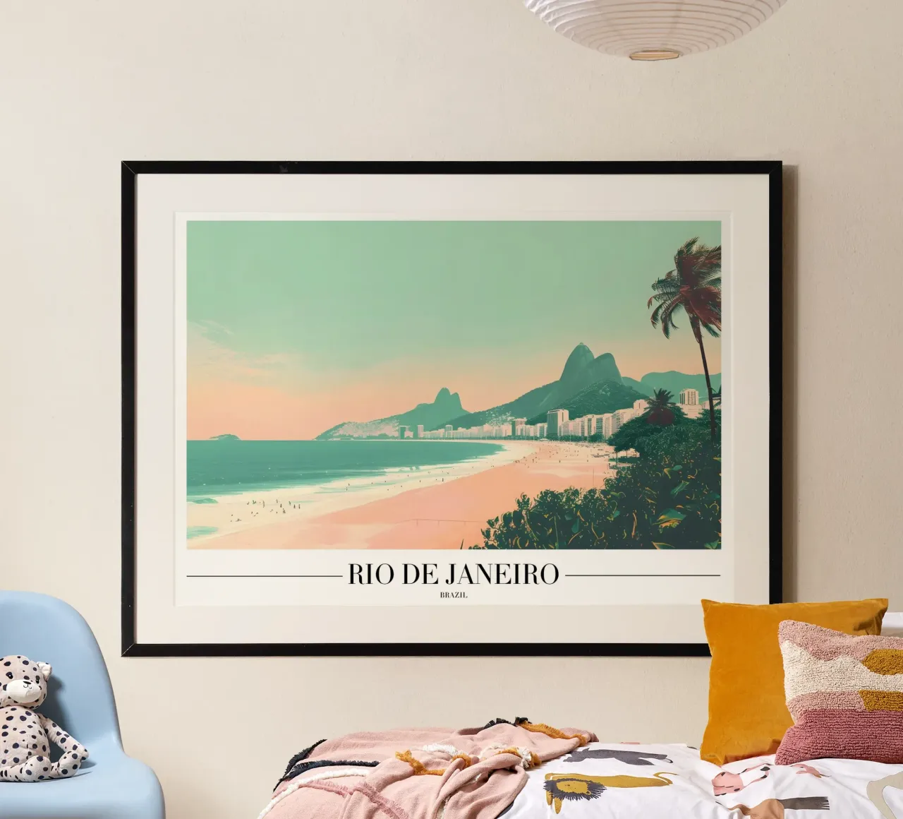 Vue de la plage de Rio de Janeiro - Art côtier du Brésil poster de homdeco