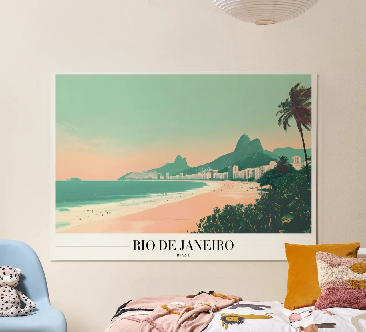 Vue de la plage de Rio de Janeiro - Art côtier du Brésil poster de homdeco