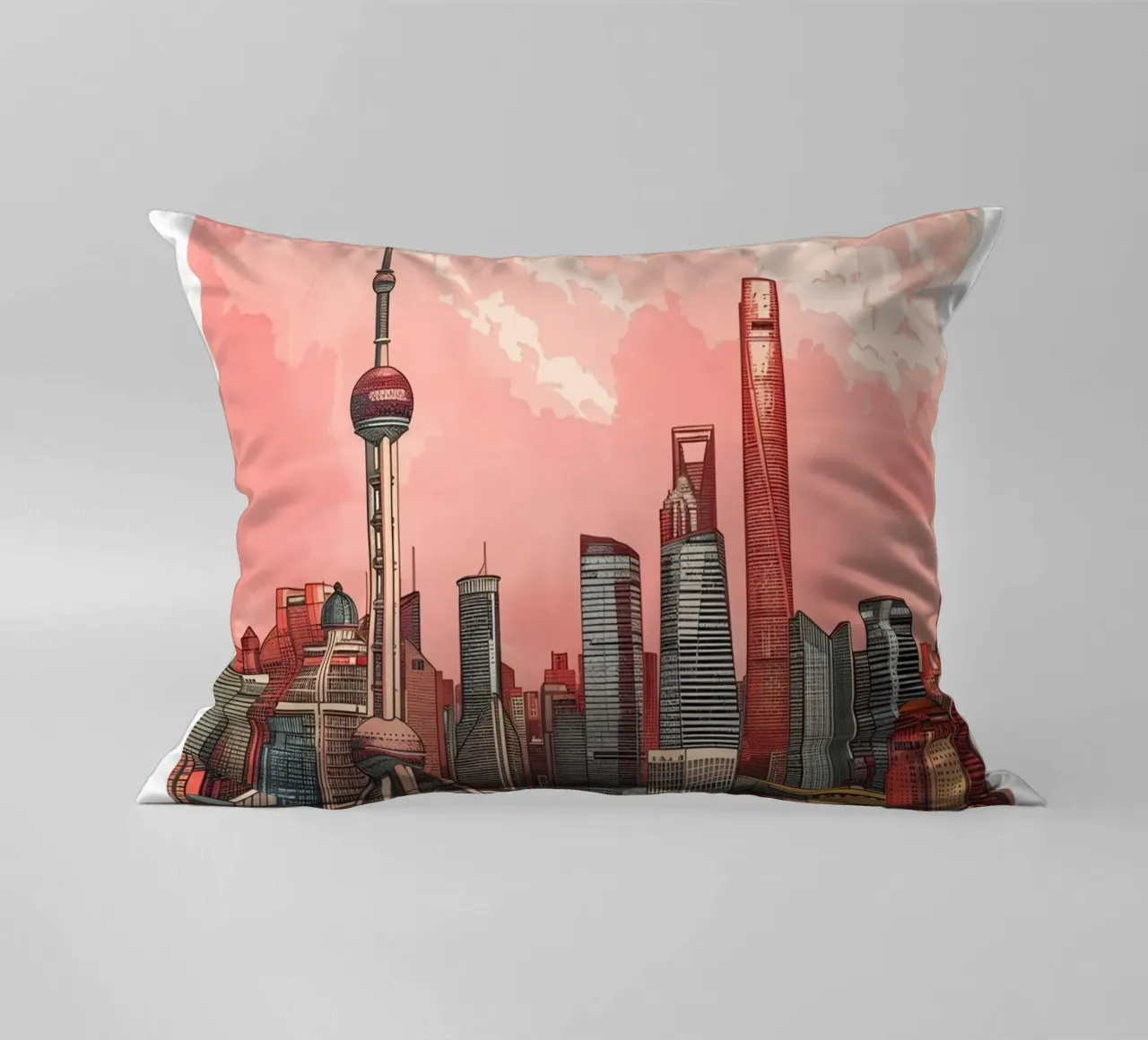 Skyline di Shanghai Pudong - China Cityscape Art cuscino da homdeco