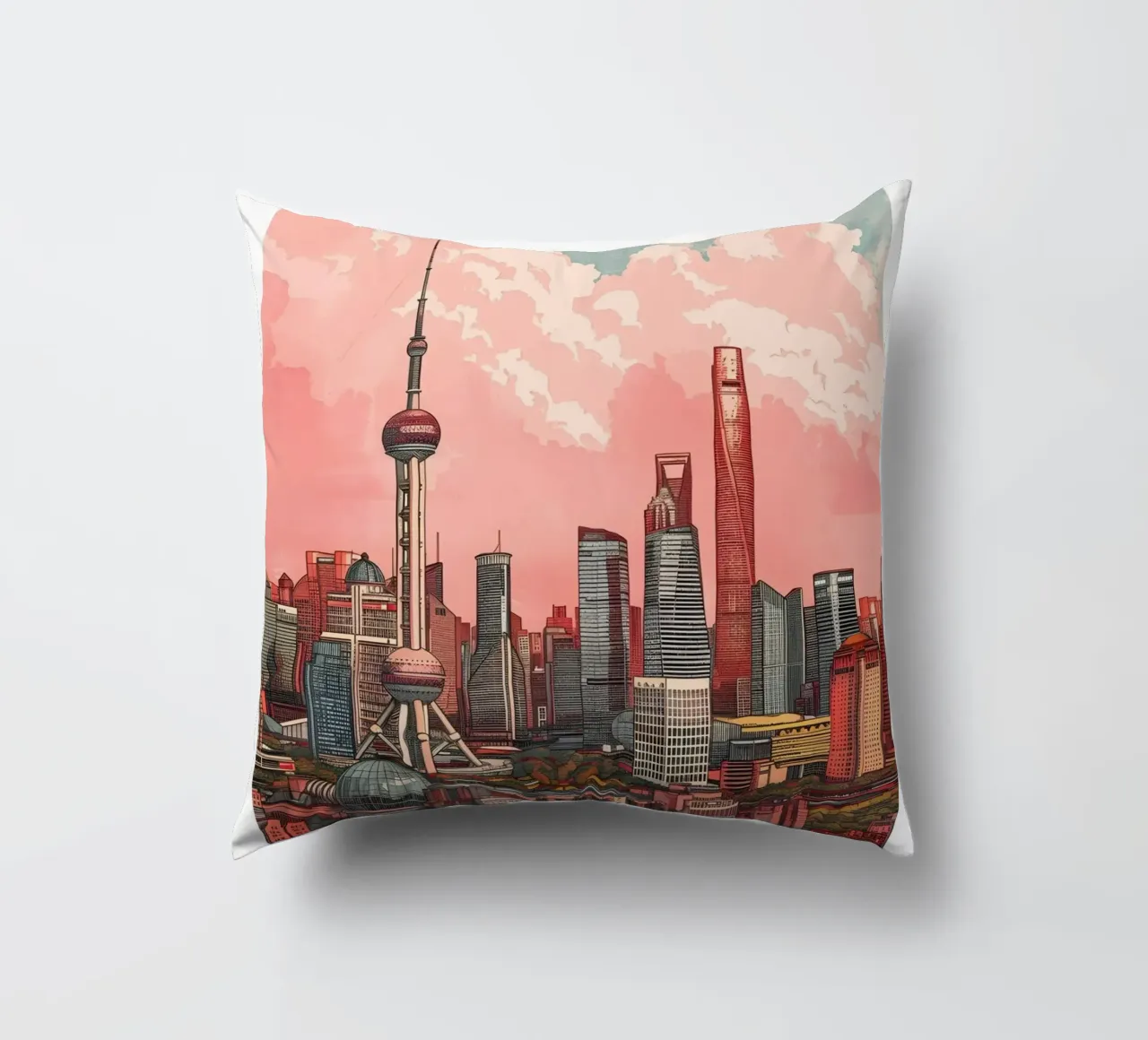 Skyline di Shanghai Pudong - China Cityscape Art cuscino da homdeco