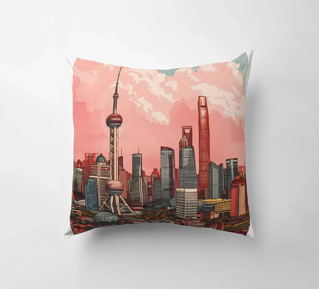 Skyline di Shanghai Pudong - China Cityscape Art cuscino da homdeco