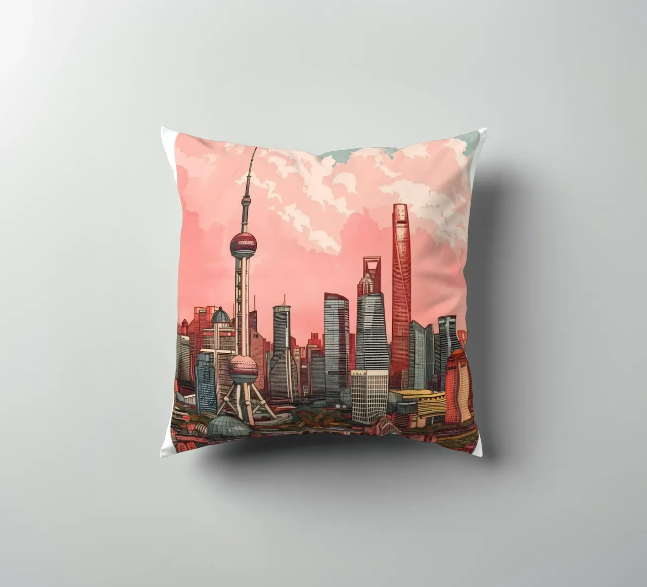 Skyline di Shanghai Pudong - China Cityscape Art cuscino da homdeco