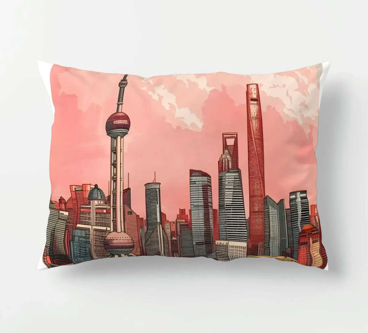 Skyline di Shanghai Pudong - China Cityscape Art cuscino da homdeco