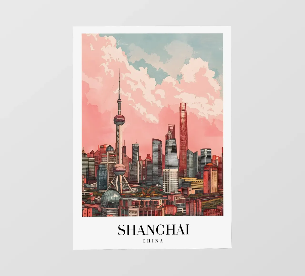 Skyline di Shanghai Pudong - China Cityscape Art telo in pvc da homdeco