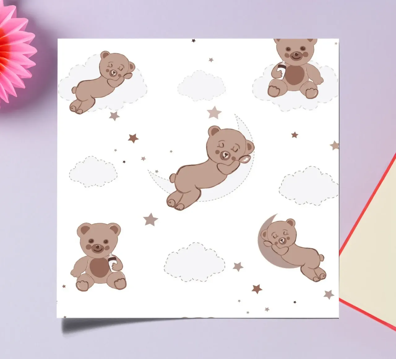 Teddy bear neutral brown colored pattern sticker sheet by gulsengunel