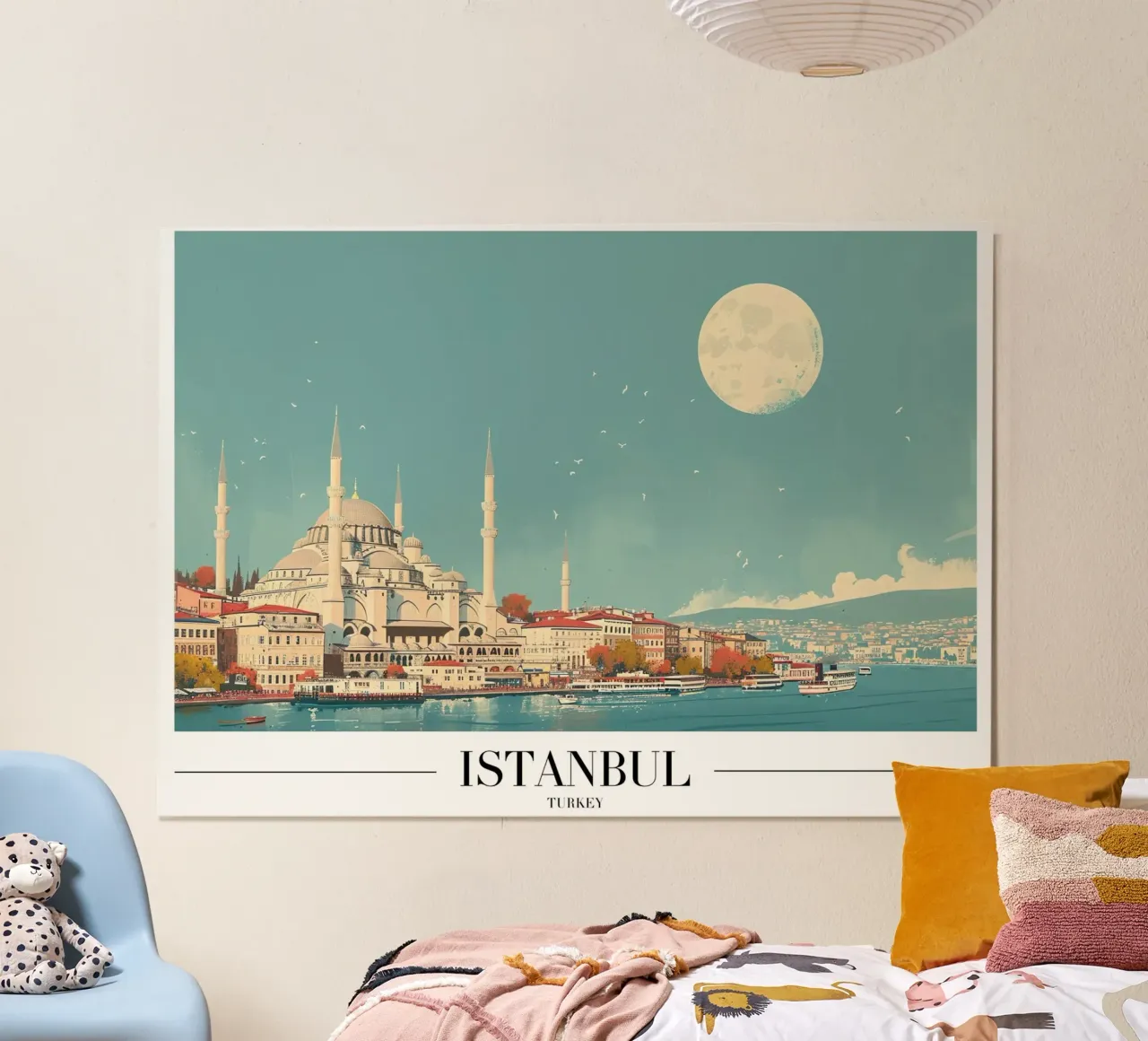 Istanbul Blaue Moschee & Bosporus - Türkei Kunst Poster von homdeco