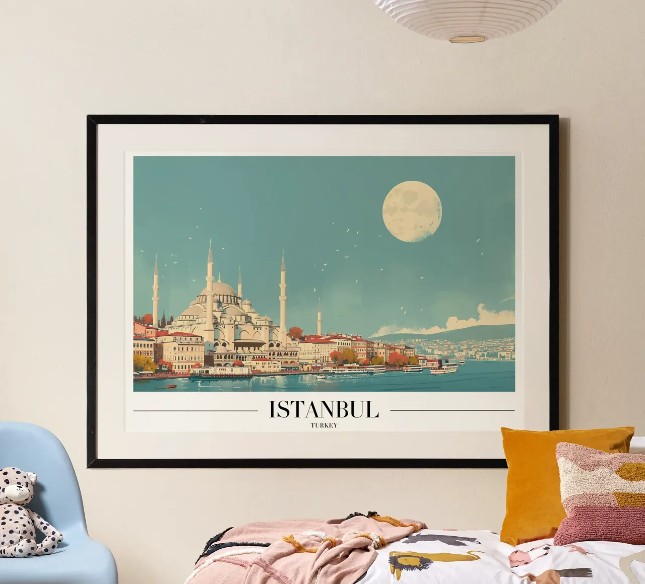 Istanbul Blaue Moschee & Bosporus - Türkei Kunst Poster von homdeco