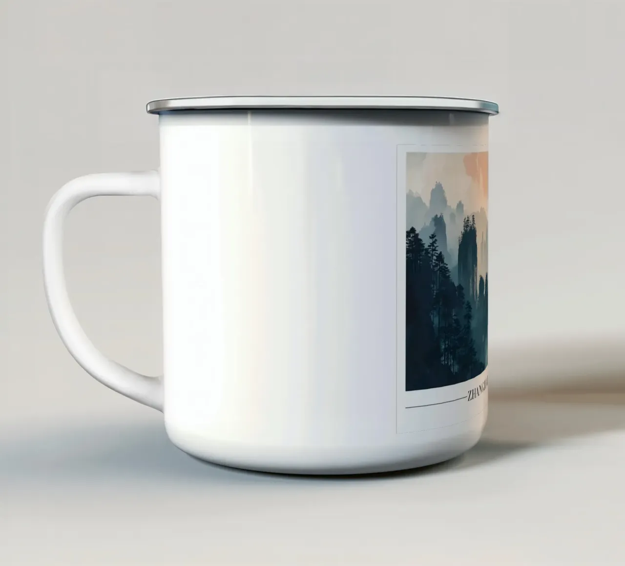 Parco forestale di Zhangjiajie - Arte dei picchi nebbiosi in Cina tazza in smalto da homdeco