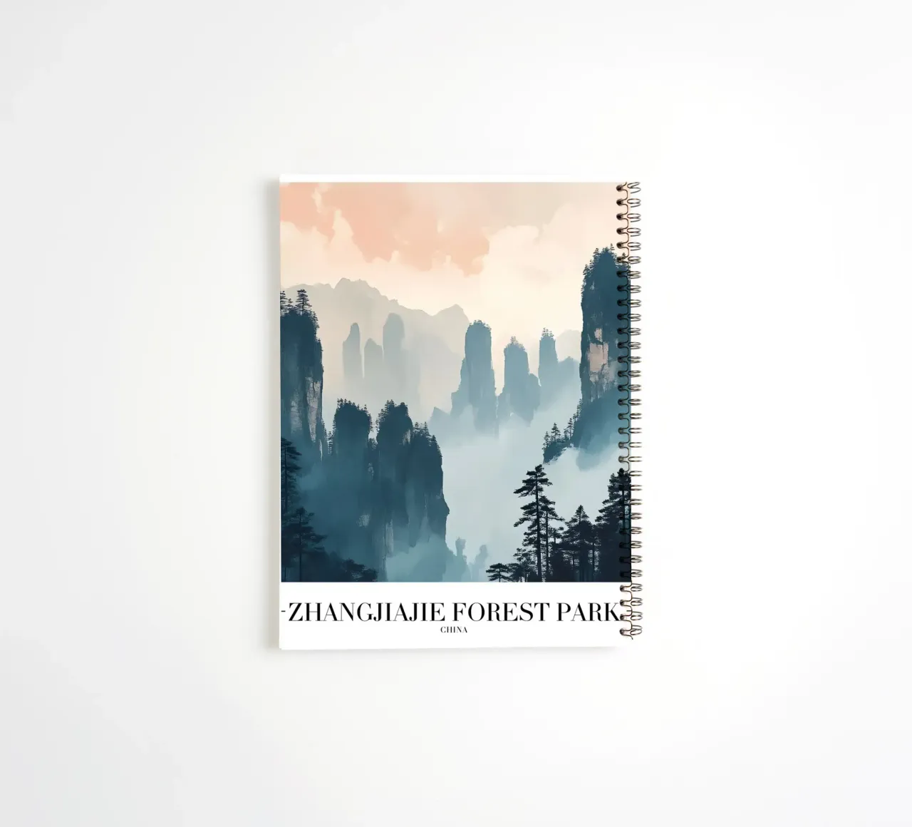 Zhangjiajie Forest Park - China Misty Peaks Art spiral notebook by homdeco