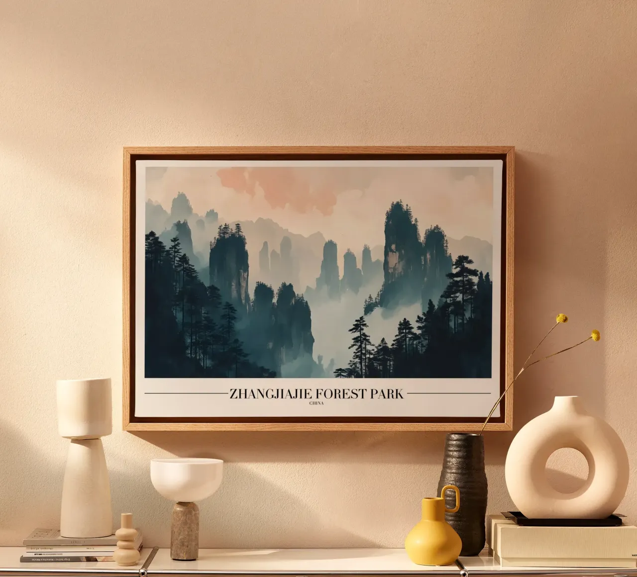 Parco forestale di Zhangjiajie - Arte dei picchi nebbiosi in Cina tela da homdeco