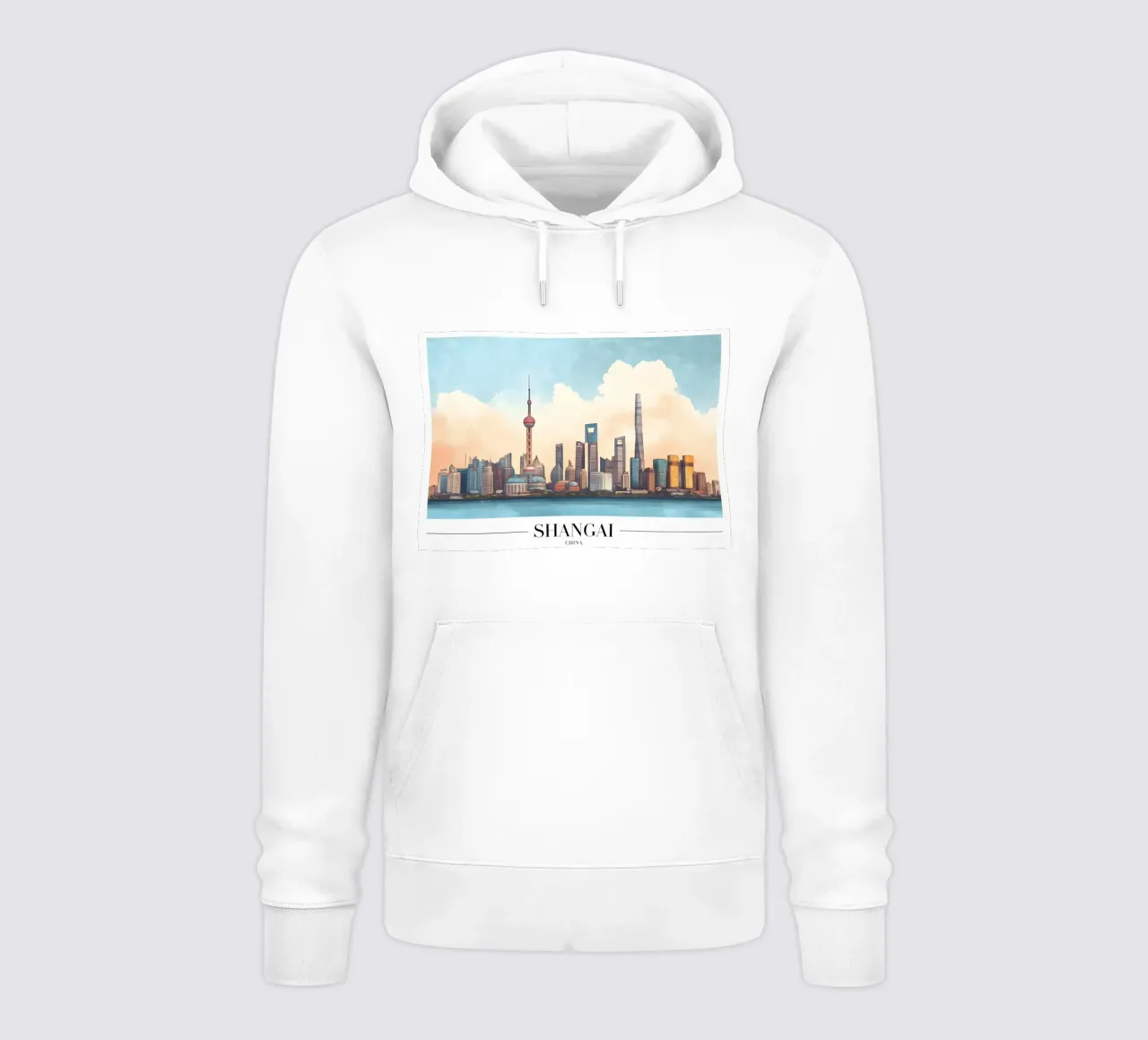 Skyline del Bund di Shanghai - China Cityscape Art felpa con cappuccio da homdeco