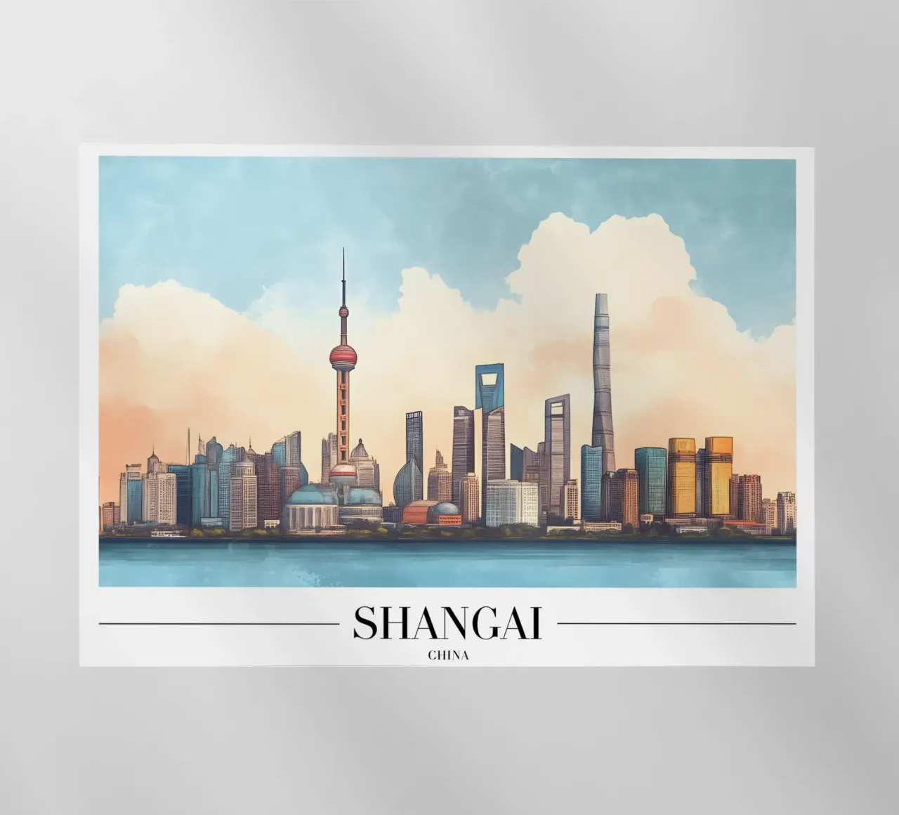 Skyline del Bund di Shanghai - China Cityscape Art pellicola backlit da homdeco