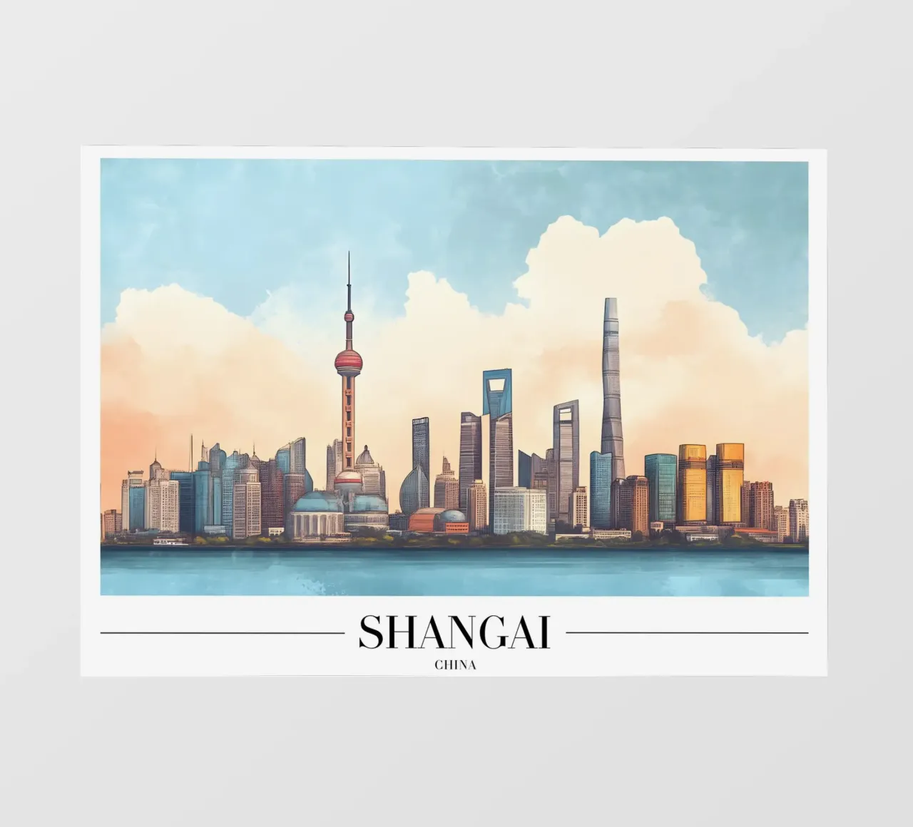 Skyline del Bund di Shanghai - China Cityscape Art pellicola backlit da homdeco
