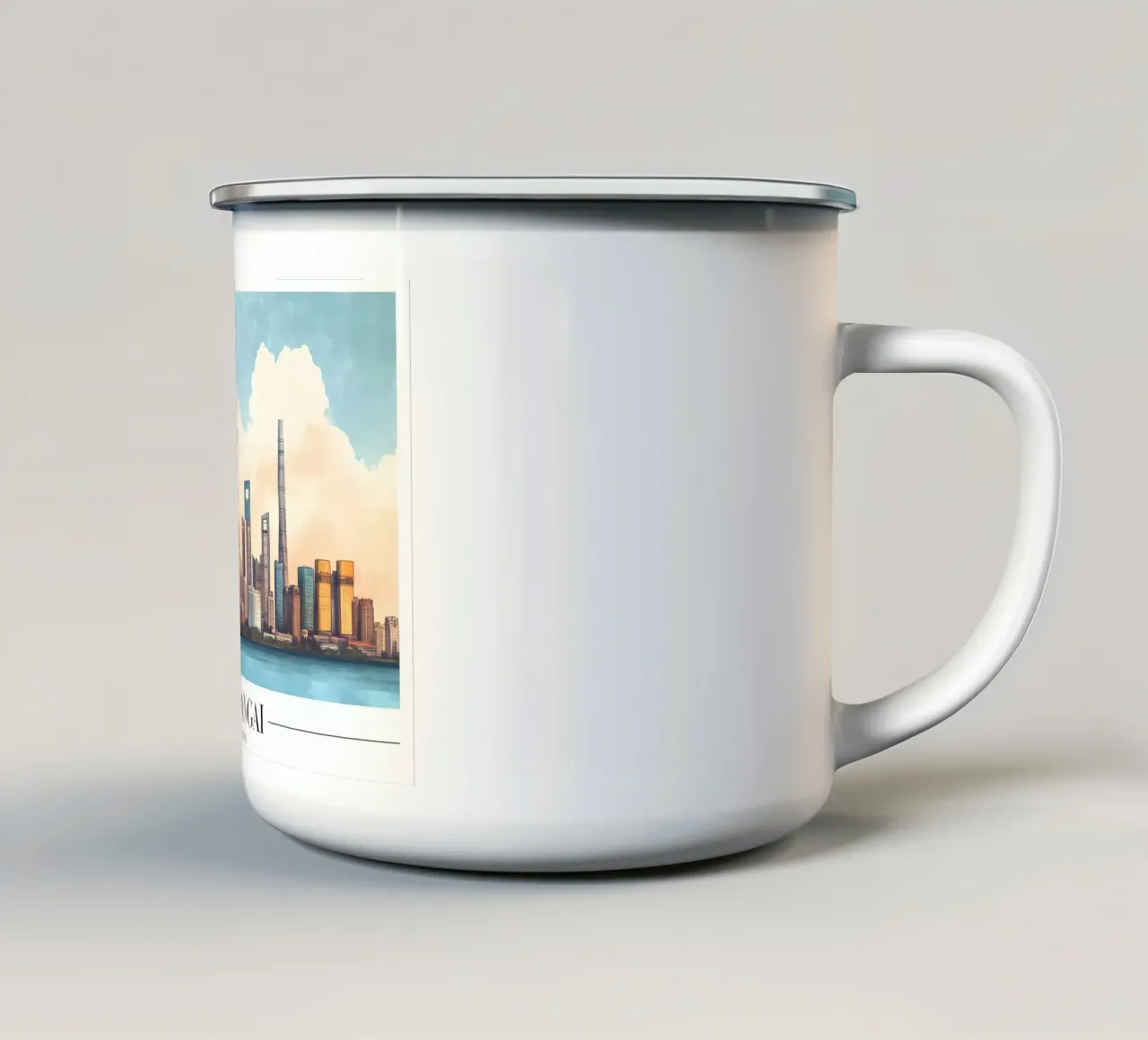Skyline del Bund di Shanghai - China Cityscape Art tazza in smalto da homdeco