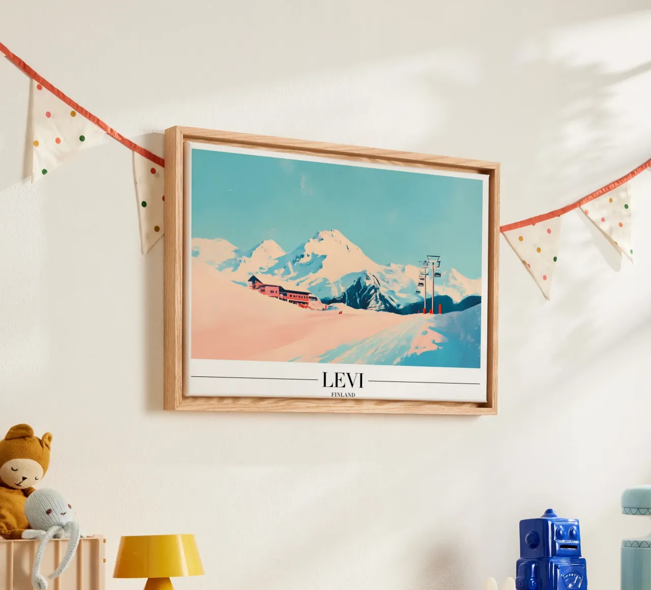 Stazione sciistica di Levi - Finlandia Paesaggio invernale tela con Cornice a cassetta da homdeco