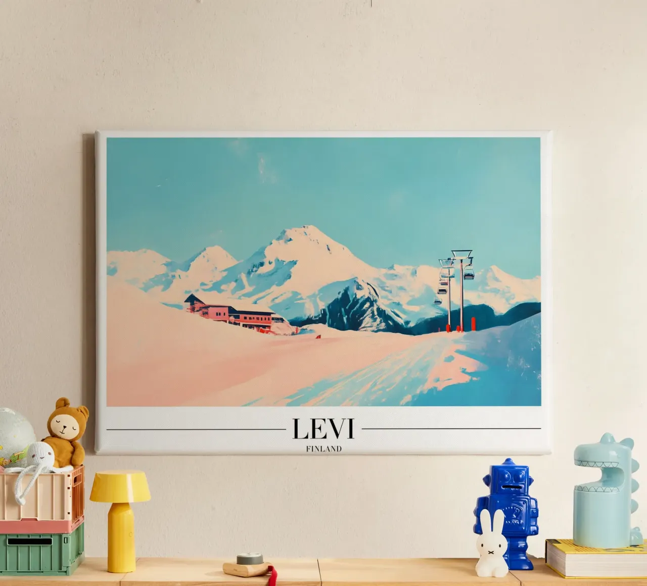Stazione sciistica di Levi - Finlandia Paesaggio invernale tela con Cornice a cassetta da homdeco