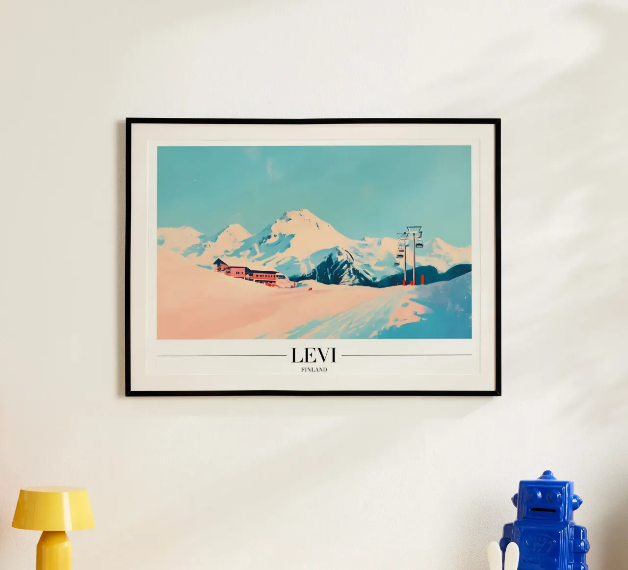 Stazione sciistica di Levi - Finlandia Paesaggio invernale poster con telaio in alluminio da homdeco