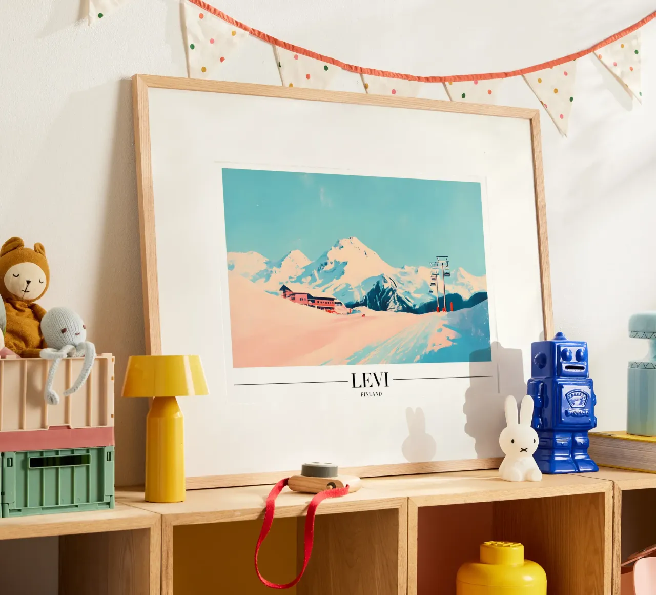 Stazione sciistica di Levi - Finlandia Paesaggio invernale poster con telaio in alluminio da homdeco