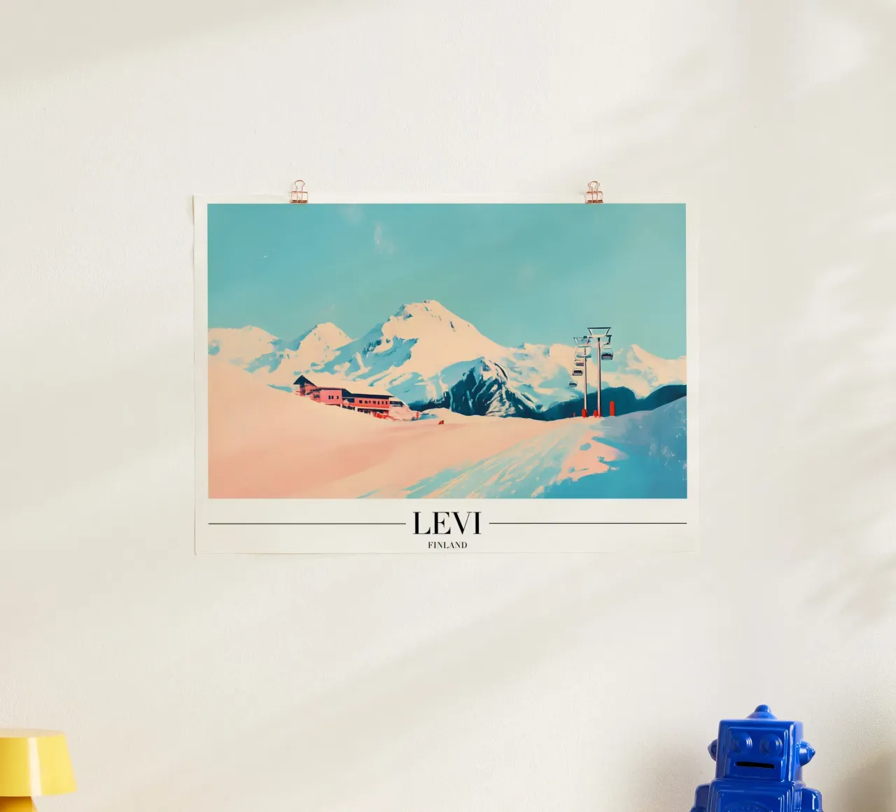 Stazione sciistica di Levi - Finlandia Paesaggio invernale poster con telaio in alluminio da homdeco