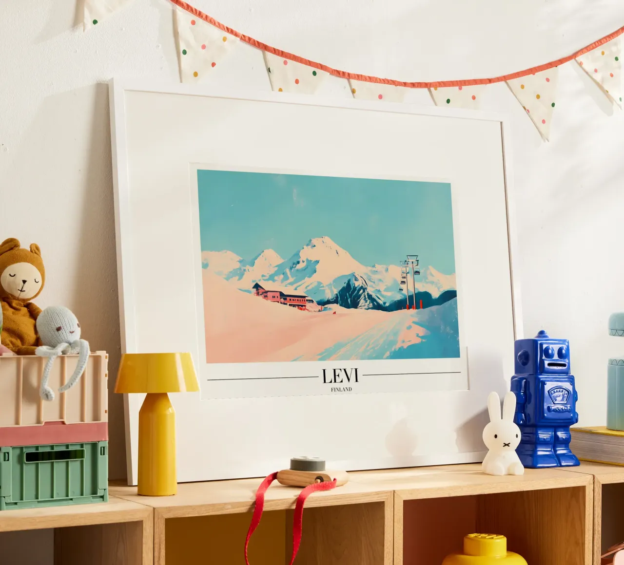 Stazione sciistica di Levi - Finlandia Paesaggio invernale poster con telaio in alluminio da homdeco