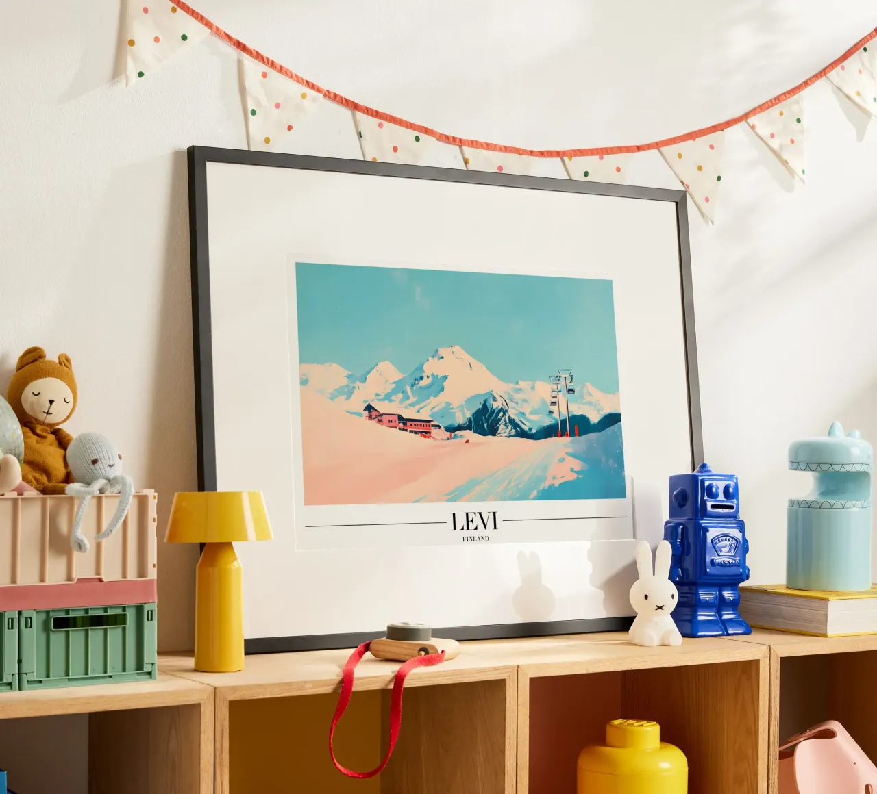 Stazione sciistica di Levi - Finlandia Paesaggio invernale poster con telaio in alluminio da homdeco