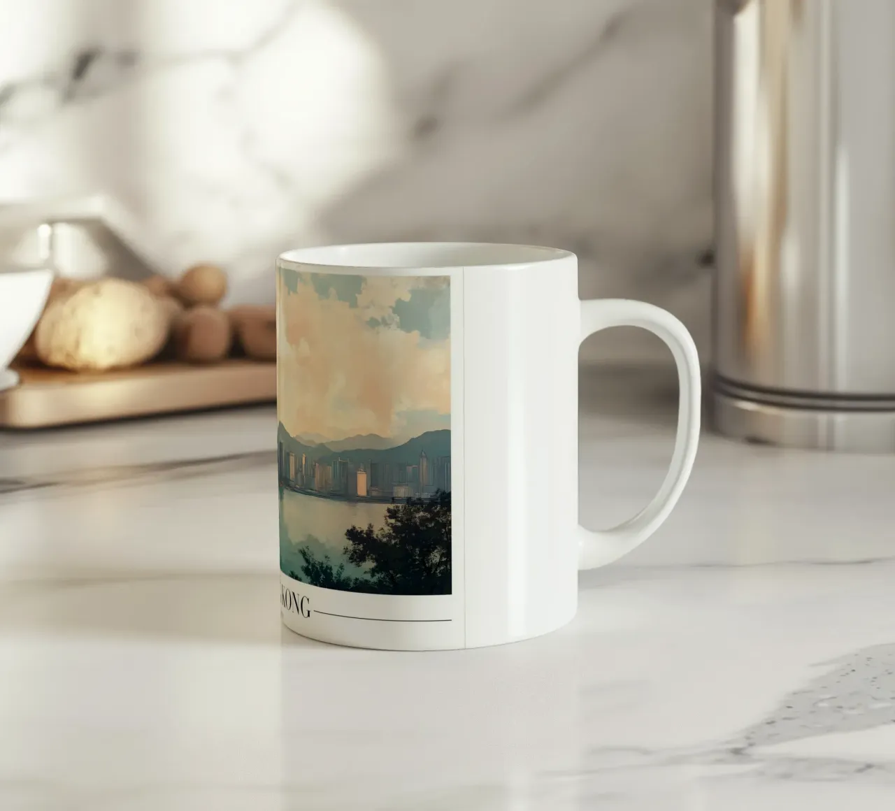 Skyline e porto di Hong Kong - China Cityscape Art tazza in ceramica da homdeco