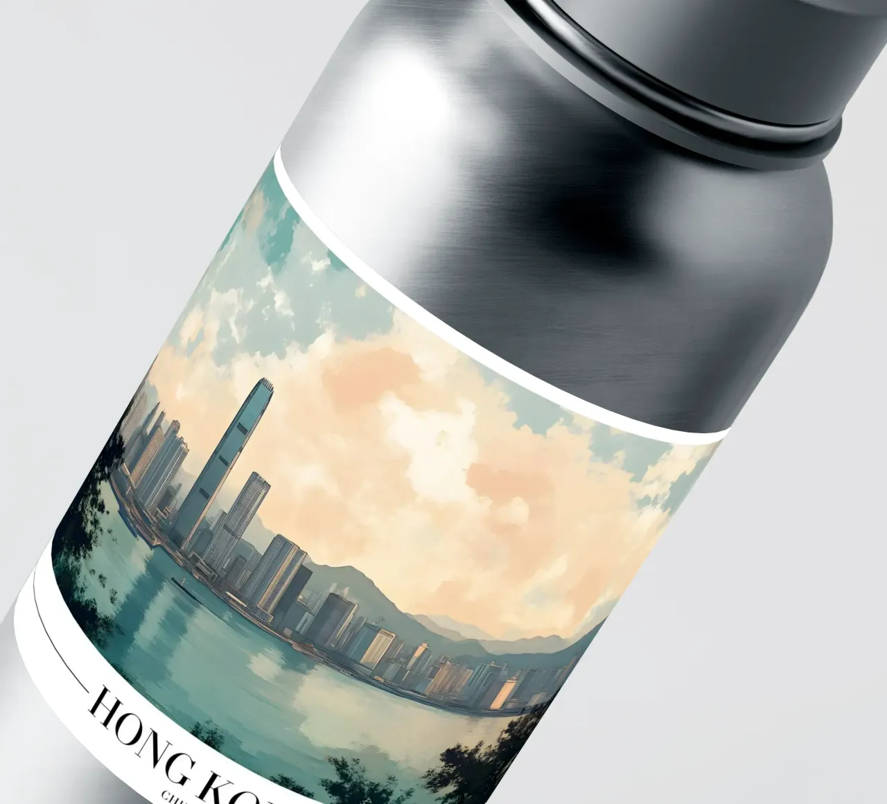 Hong Kong Skyline & Harbour - China Cityscape Art sticker by homdeco
