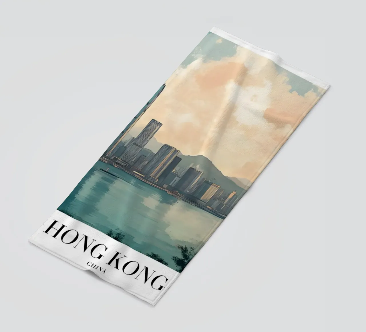 Skyline e porto di Hong Kong - China Cityscape Art telo mare da homdeco